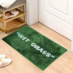 tapis vert imitation herbe lettre blanche antidérapant polyester moderne salon chambre
