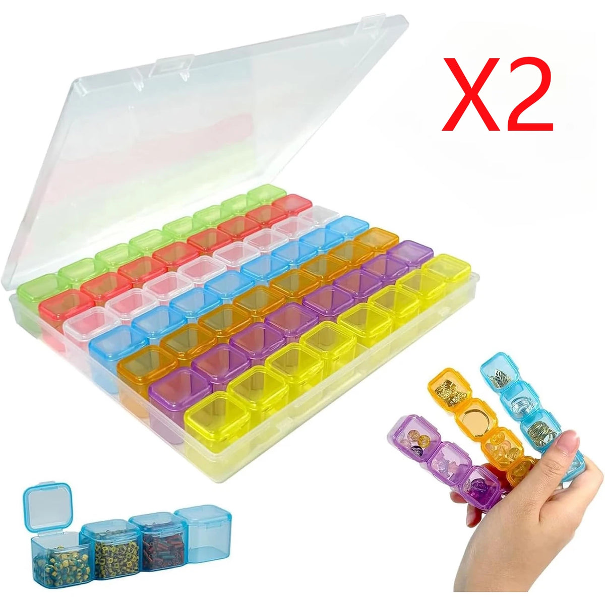 boîte rangement bijoux compartiments multiples transparente couleurs variées clips modernes petit objets organisation protection