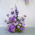 bouquet fleurs artificielles violettes blanches modernes décoration intérieure soie élégante mariage anniversaire