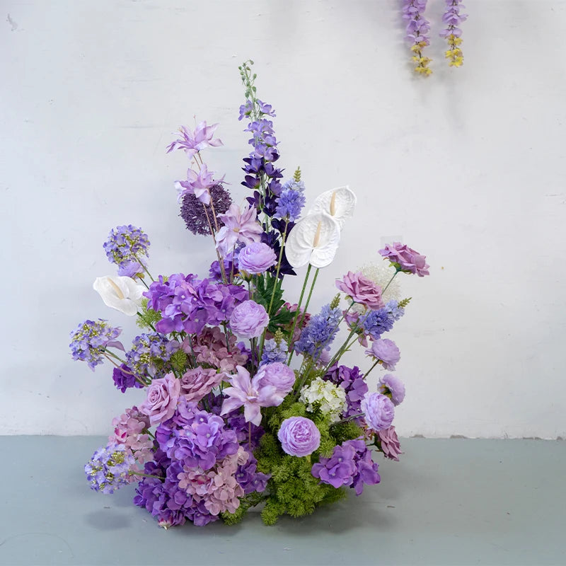 bouquet fleurs artificielles violettes blanches modernes décoration intérieure soie élégante mariage anniversaire