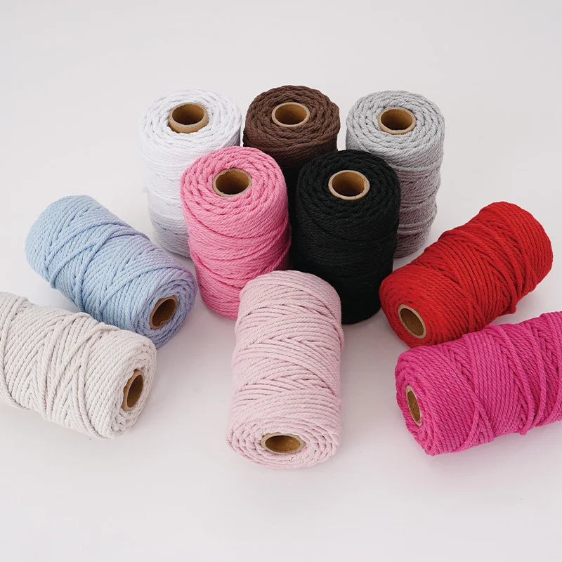 fil macramé coton texturé blanc noir gris bleu rose rouge vert jaune violet artisanal