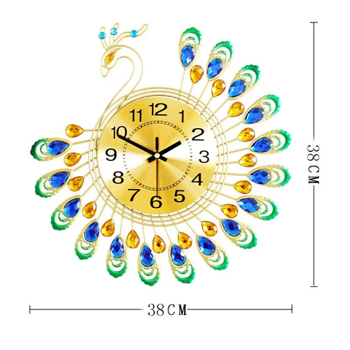 horloge murale moderne or floral pierres semi précieuses unique salon decoration