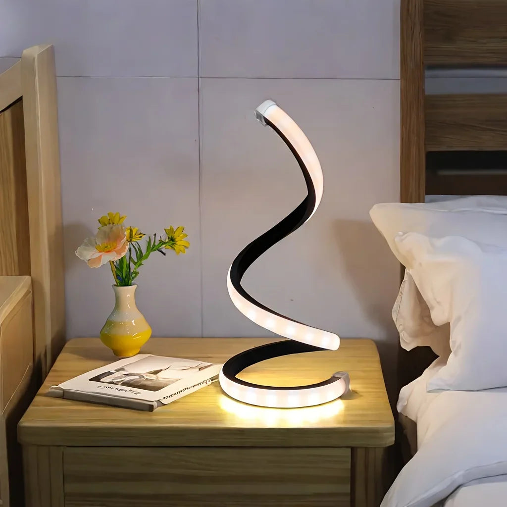 lampe table moderne spirale noir blanc réglable décoration intérieure chambre salon