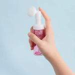 flacon mousse voyage 60 ml distributeur savon liquide brosse visage silicone transparent blanc rechargeable