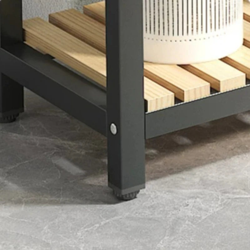 support plantes moderne niveaux gris métallique bois naturel assemblage facile