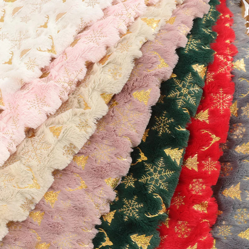 tissu velours polyester flocons sapins cerfs blanc rose vert rouge décoration noël coussins festive