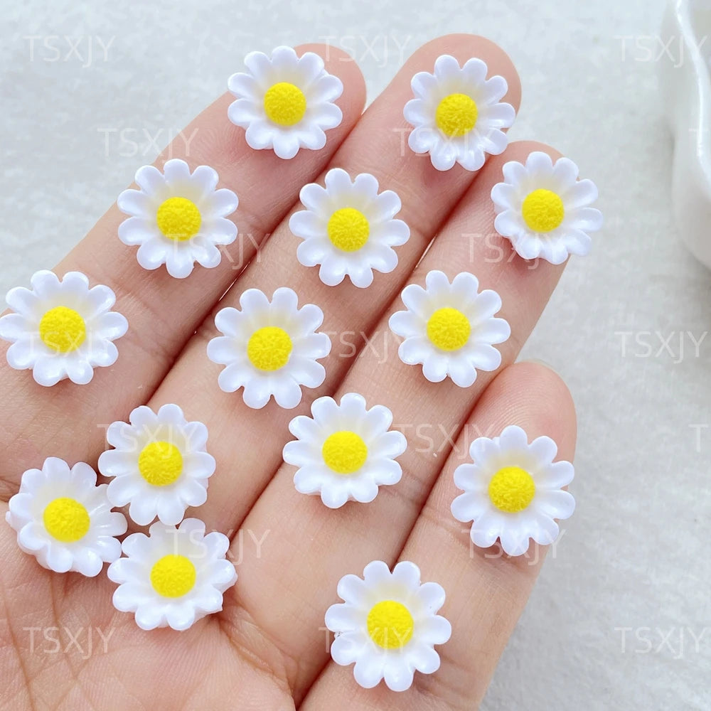 fleurs artificielles tournesol chrysanthème scrapbook nail art mariage decoration blanc jaune rose