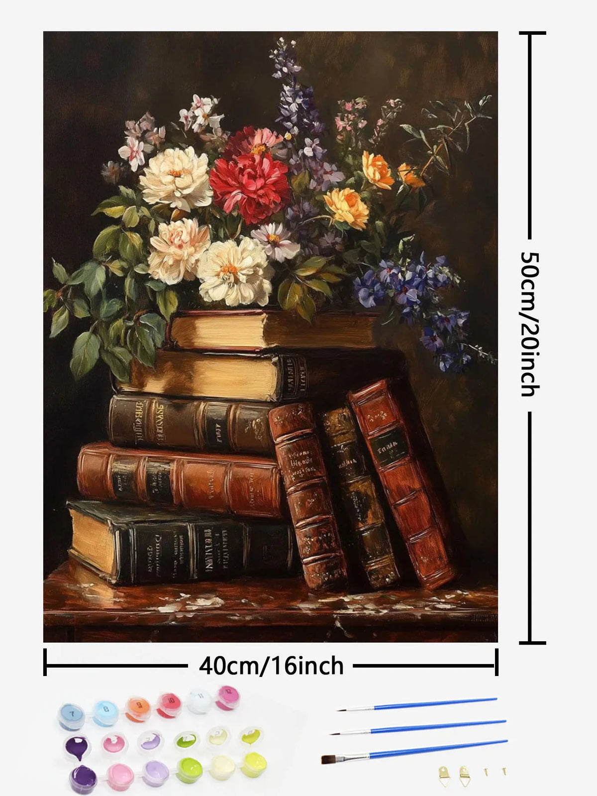tableau peindre numeros fleurs livres vase oiseaux guide peinture pinceaux adultes débutants toile unipiece