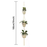support plante suspendue macramé boho panier blanc noeuds réguliers artisanal pot fleuri