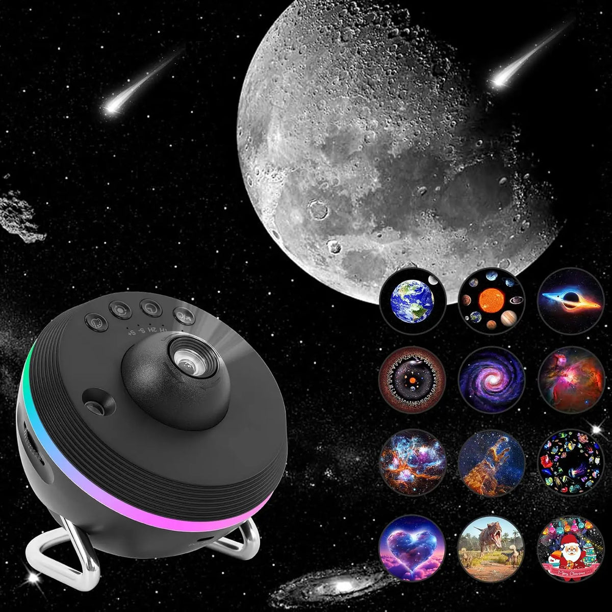 projecteur d'étoiles veilleuse noire moderne sans filtre support clip 4k hd manuel câble usb