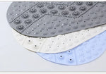 tapis bain texturé motifs géométriques ovales modernes couleurs gris bleu blanc orange rose bien