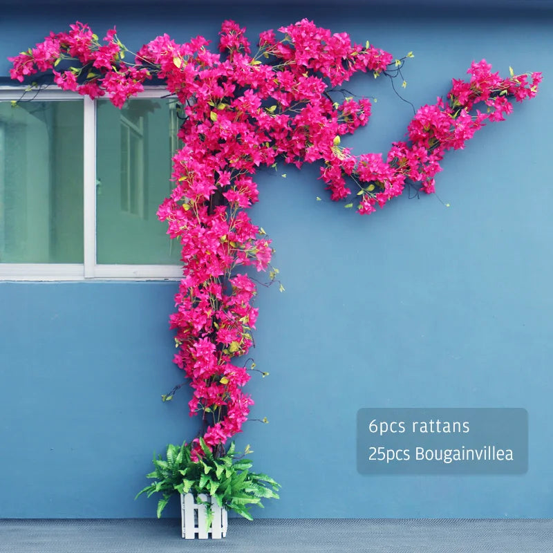 Guirlande fleurs artificielles bougainvilliers rose moderne extérieur décoration mariage anniversaire fêtes