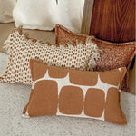 housse coussin polyester géométrique marron beige blanc moderne 30x50cm decoration intérieure