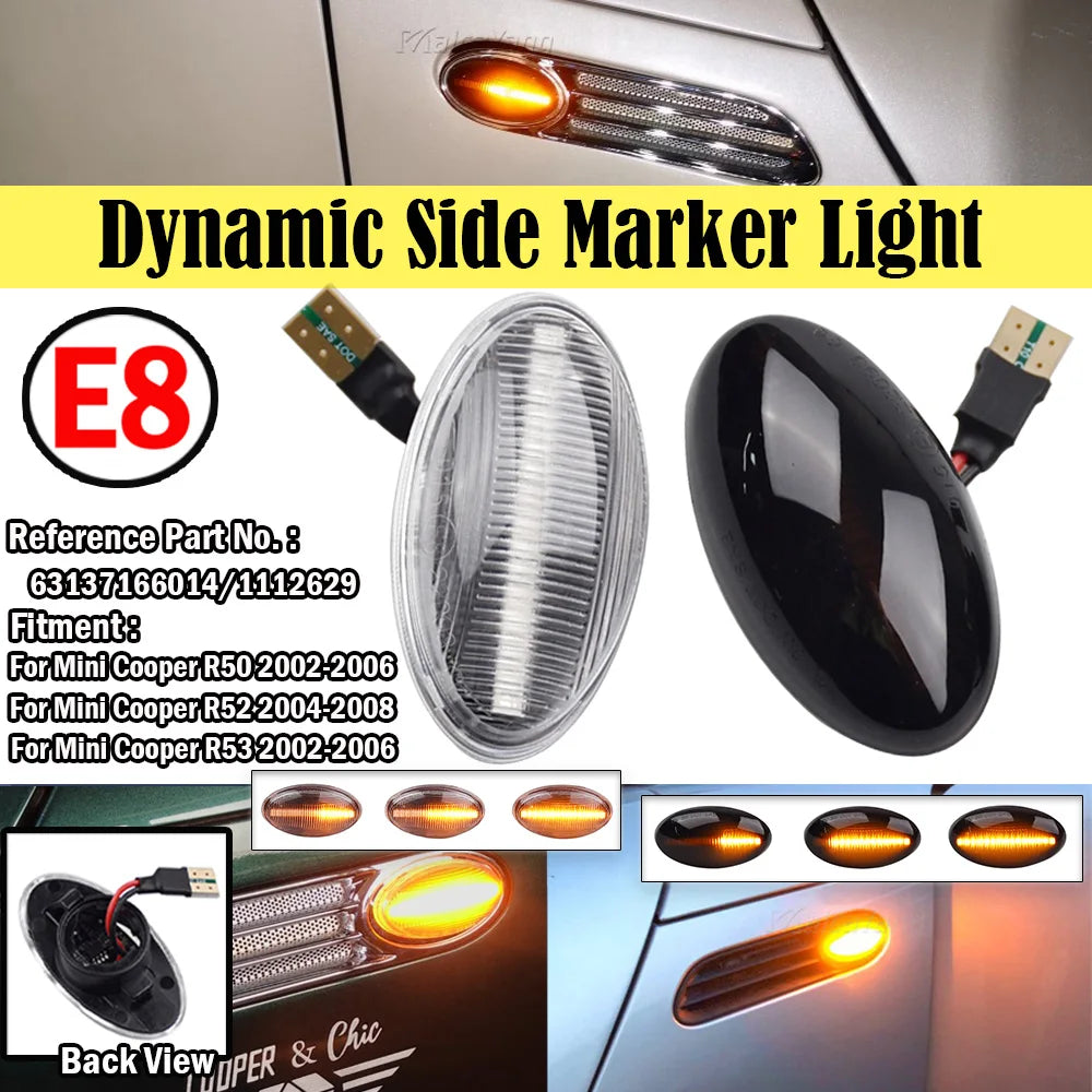 feux signalisation latéral dynamique noir transparent moderne 30x60mm clignotant led ambre mini cooper r50