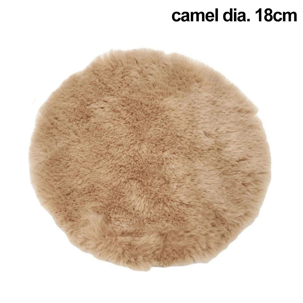 tapis miniature peluche rose blanc nordique doux poupées 14cm 18cm rond rectangle