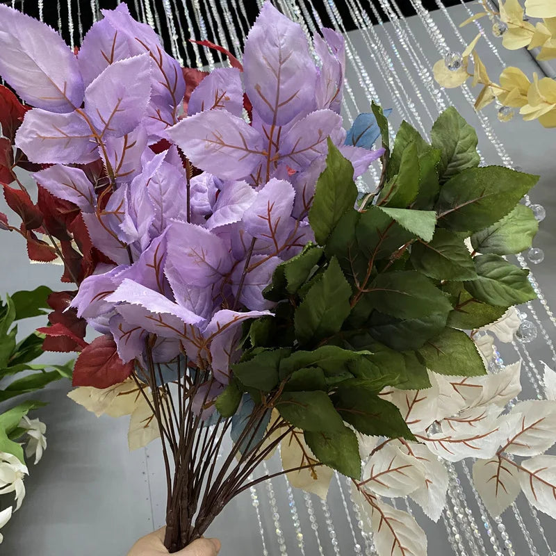 décoration intérieure branche artificielle feuilles orange vert bleu violet rouge naturel