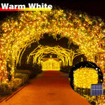 décoration extérieure guirlande led solaire 32m blanc chaud multicolore imperméable ip65 festive