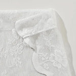 rideau transparent dentelle floral classique élégant anneau métallique noir blanc salon decoration