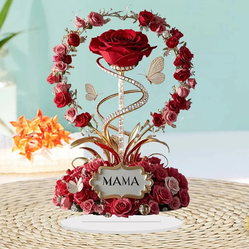 décoration florale arrangement roses tulipes strass élégante inscription mama ornement moderne