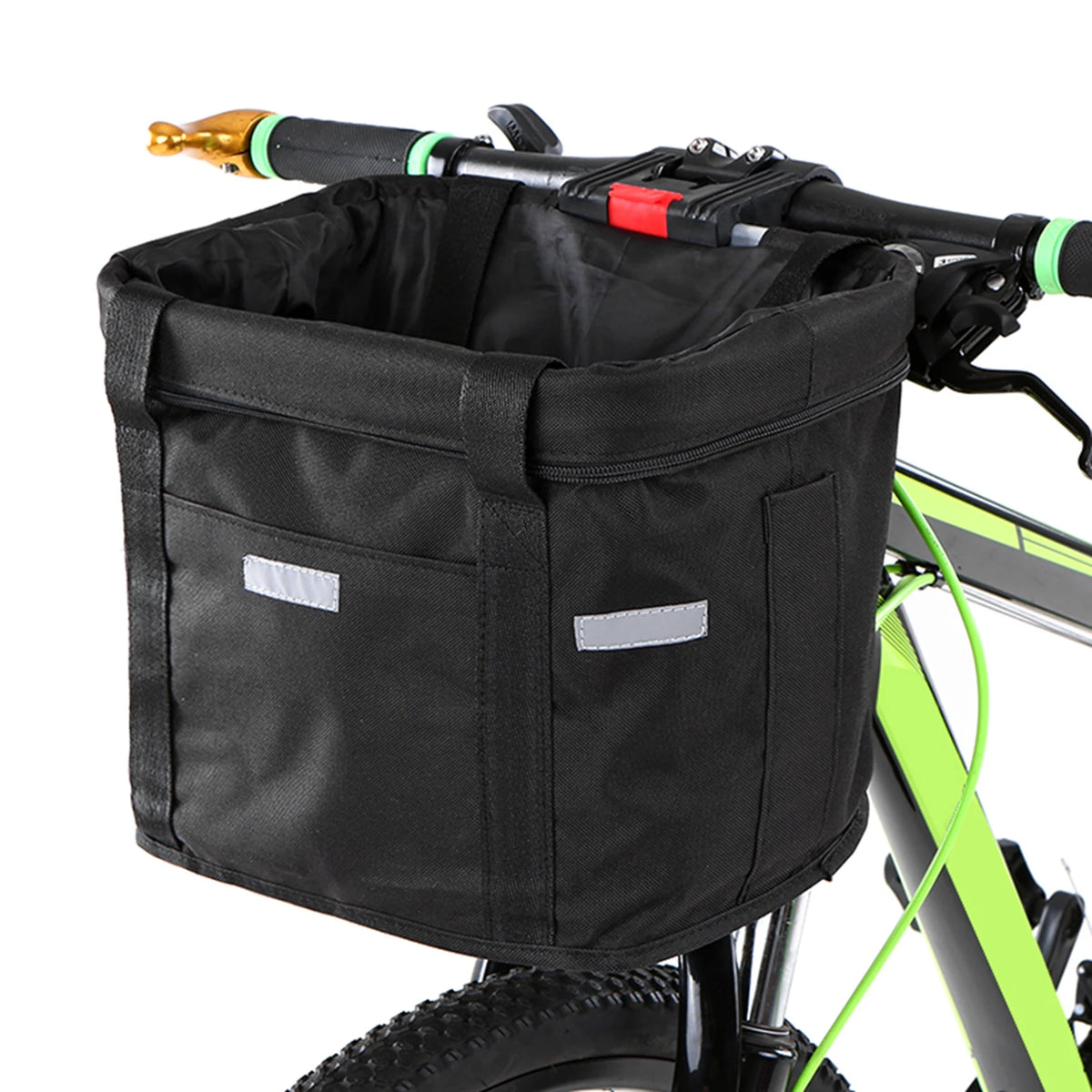 panier vélo pliable noir animal tissu texturé utilitaire guidon chien décontracté monté cadre