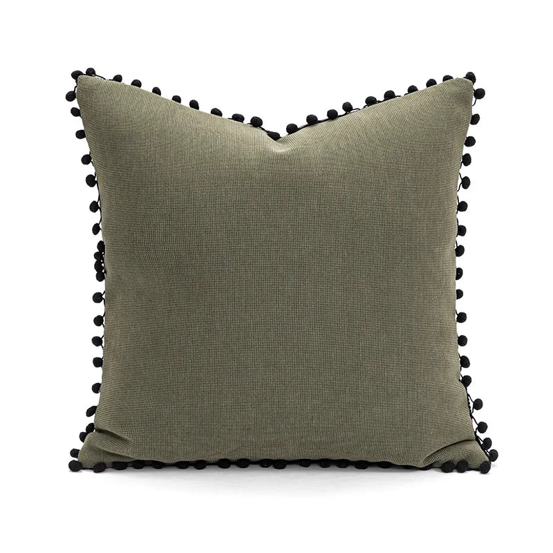 coussins décoratifs modernes nordique vert olive motif plissé texture polyester 45x45cm