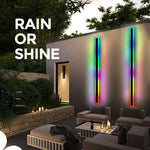 lampe murale led extérieure rgb linéaire étanche moderne jardin porche wifi couleur blanc