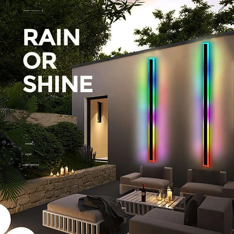 lampe murale led extérieure rgb linéaire étanche moderne jardin porche wifi couleur blanc