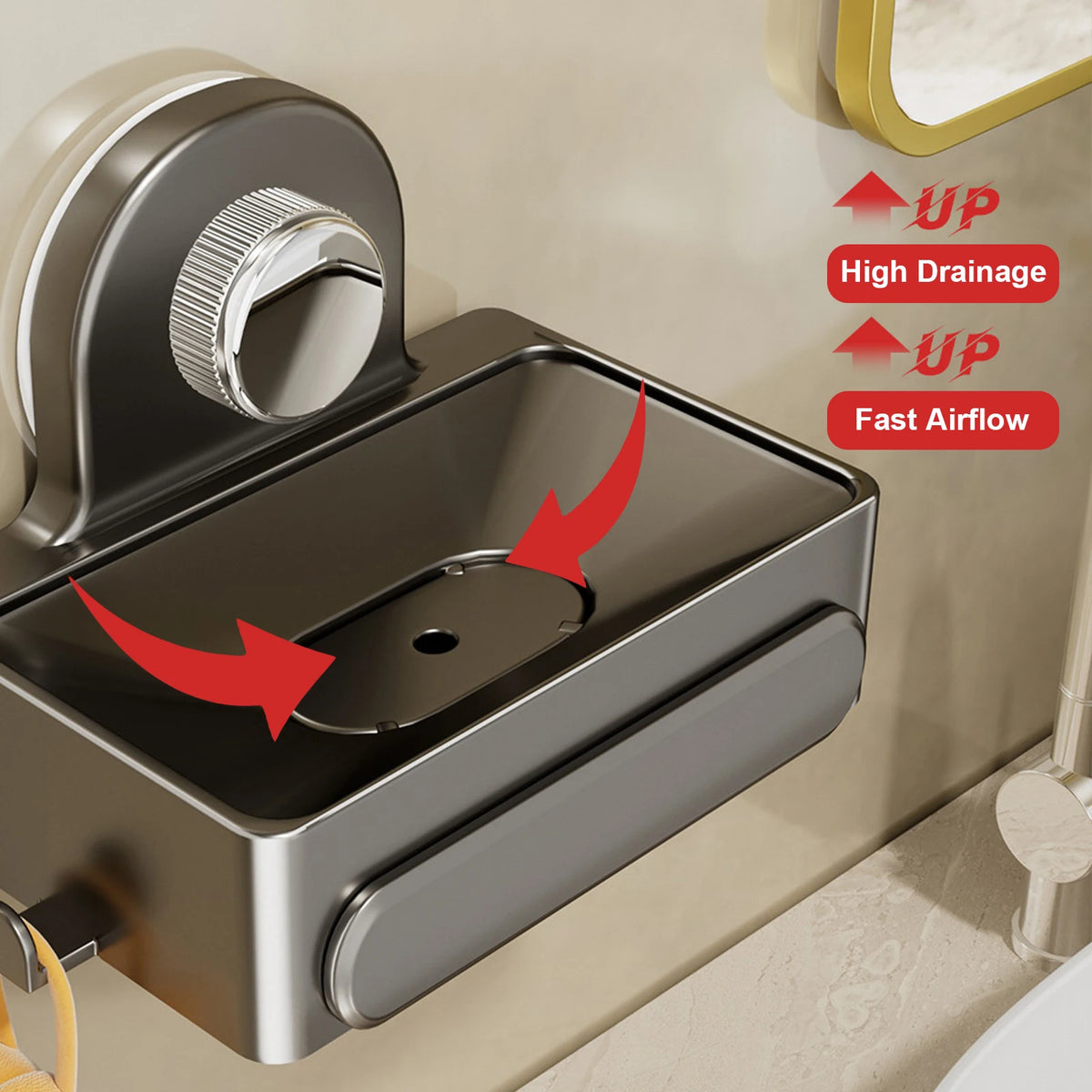 porte savon mural gris moderne amovible rangement accessoires salle bain
