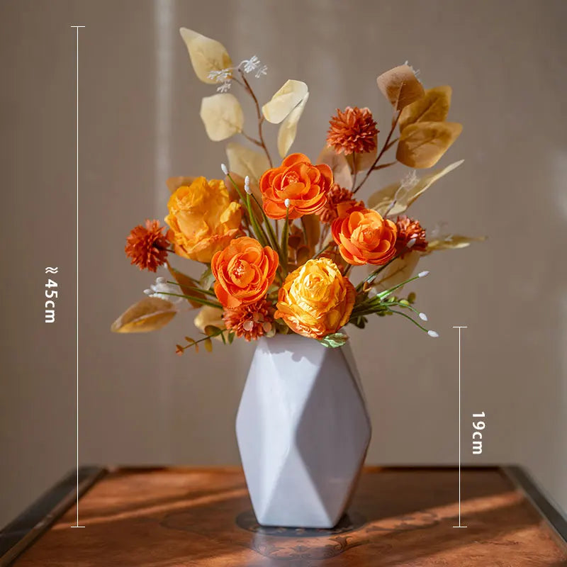 bouquet fleurs artificielles vase bleu foncé blanc crème modernes décoration intérieure mariage anniversaire