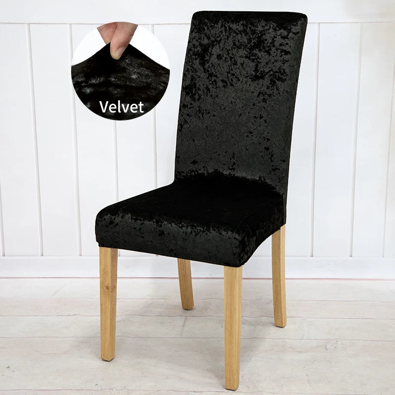 housse chaise velours moderne élégante mariage salle manger beige élastique polyester