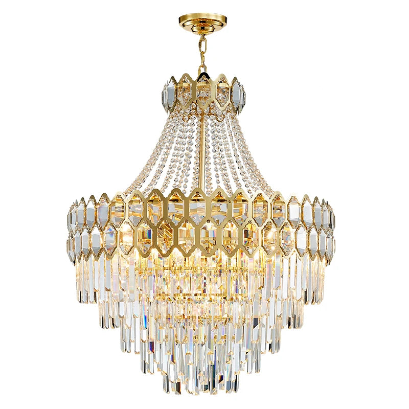 lustre cristal doré transparent classique encastrée led h71cm d60cm