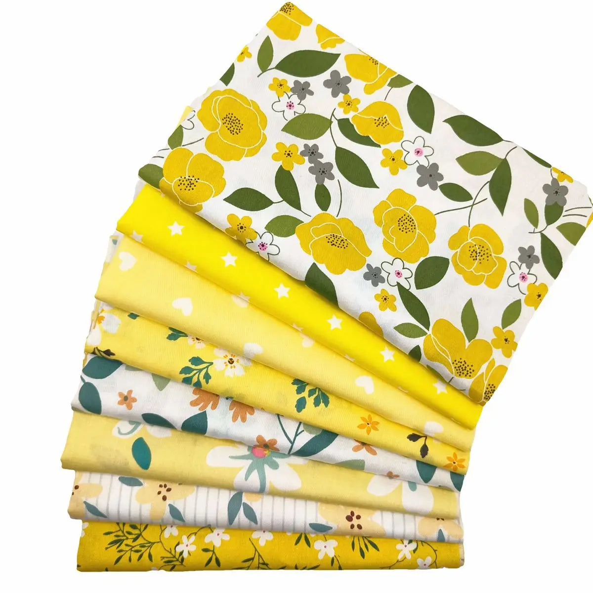 tissus motifs floraux couleurs jaune blanc moderne bricolage couture 40cm 50cm
