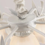 lampe suspendue fleur blanche classique romantique translucide chaines ampoules