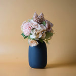 vases modernes orange jaune bleu mat opaques table decoration fleurs artificielles