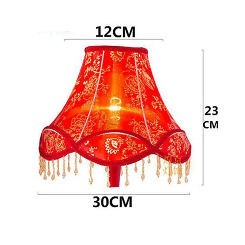 abat jour tissu floral broderie franges beige luxe décoration lampe table murale moderne