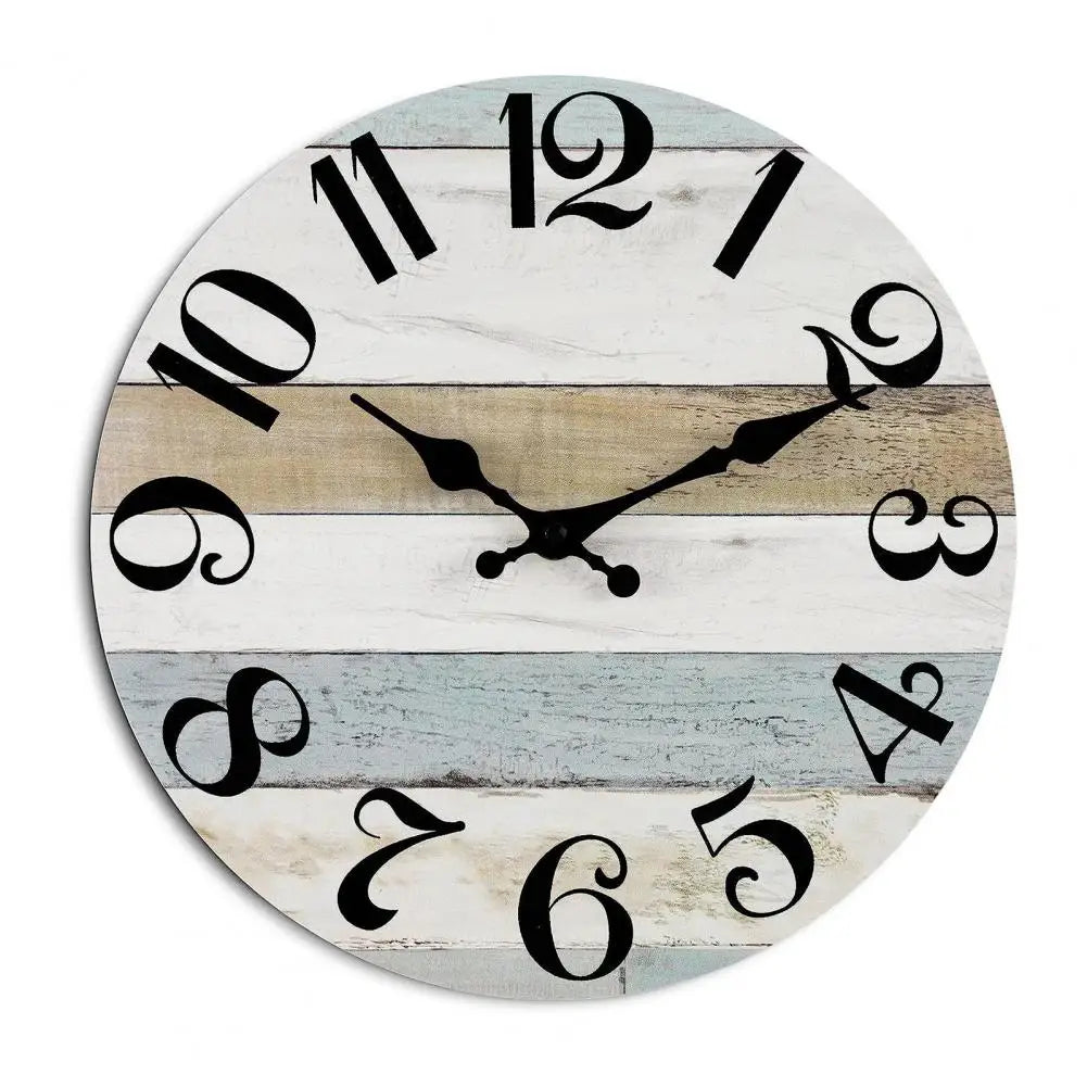 horloge murale bois vintage rustique sans tic tac analogique salon décoration chambre números