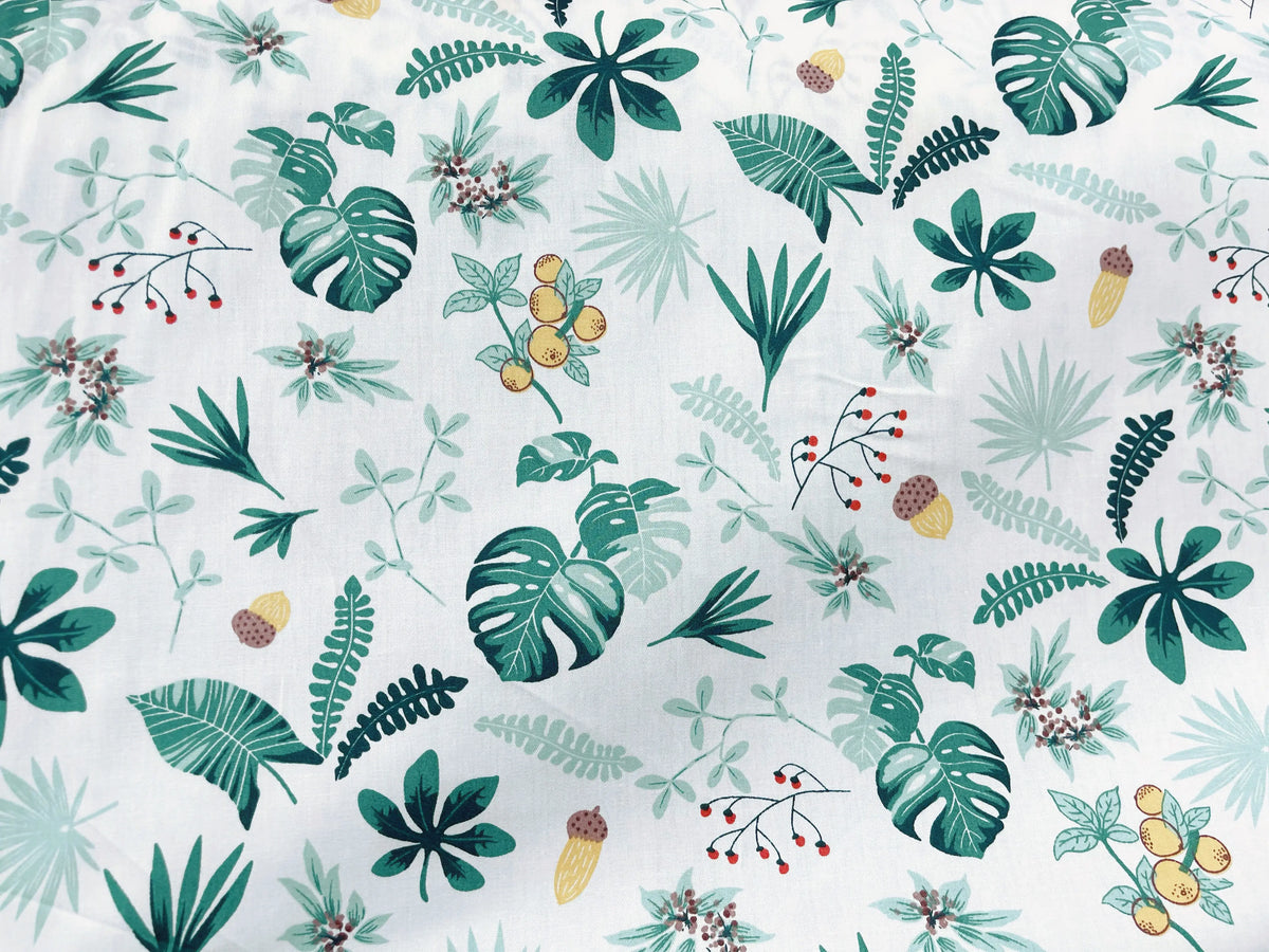 tissu coton biodegradable feuilles tropicales vert blanc moderne 160cm 50cm imprimé respirant bricolage popeline
