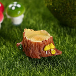 ornements résine tronc arbre miniature décoration paysagère cadeau artisanal pastoral champignons feuilles texture boisée