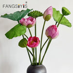 Décoration maison bouquet artificiel fleurs lotus vert blanc rose naturelextérieurintérieur