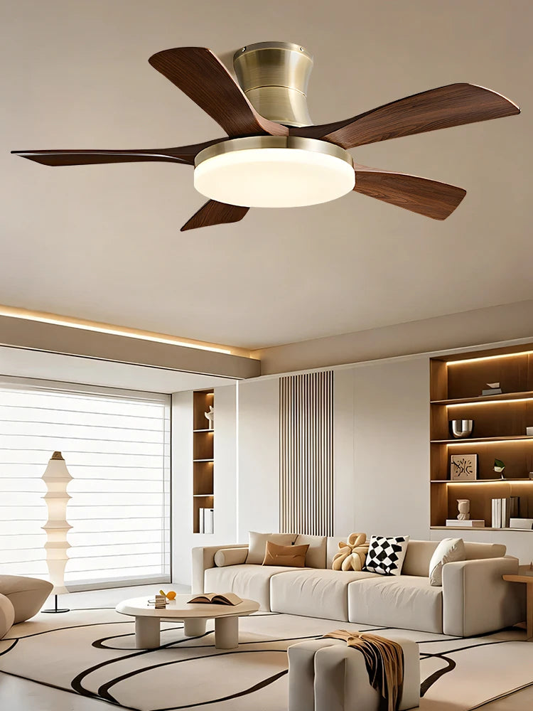 ventilateur marron cuivre moderne led télécommande certification rohs ccc fcc ab