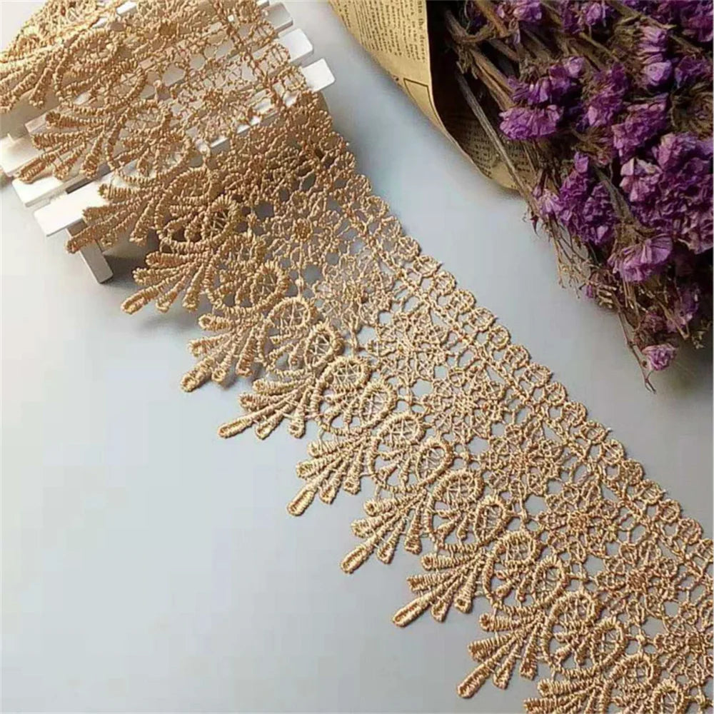 dentelle polyester fleurs dorée classique 10cm ajouré tissu coton garniture strass transparent costume applique