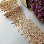 dentelle polyester fleurs dorée classique 10cm ajouré tissu coton garniture strass transparent costume applique