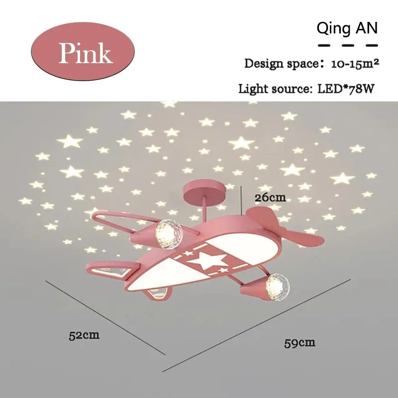 lampe moderne enfant rose bleu étoiles avion blanc fixations invisibles aménagement chambre bébé