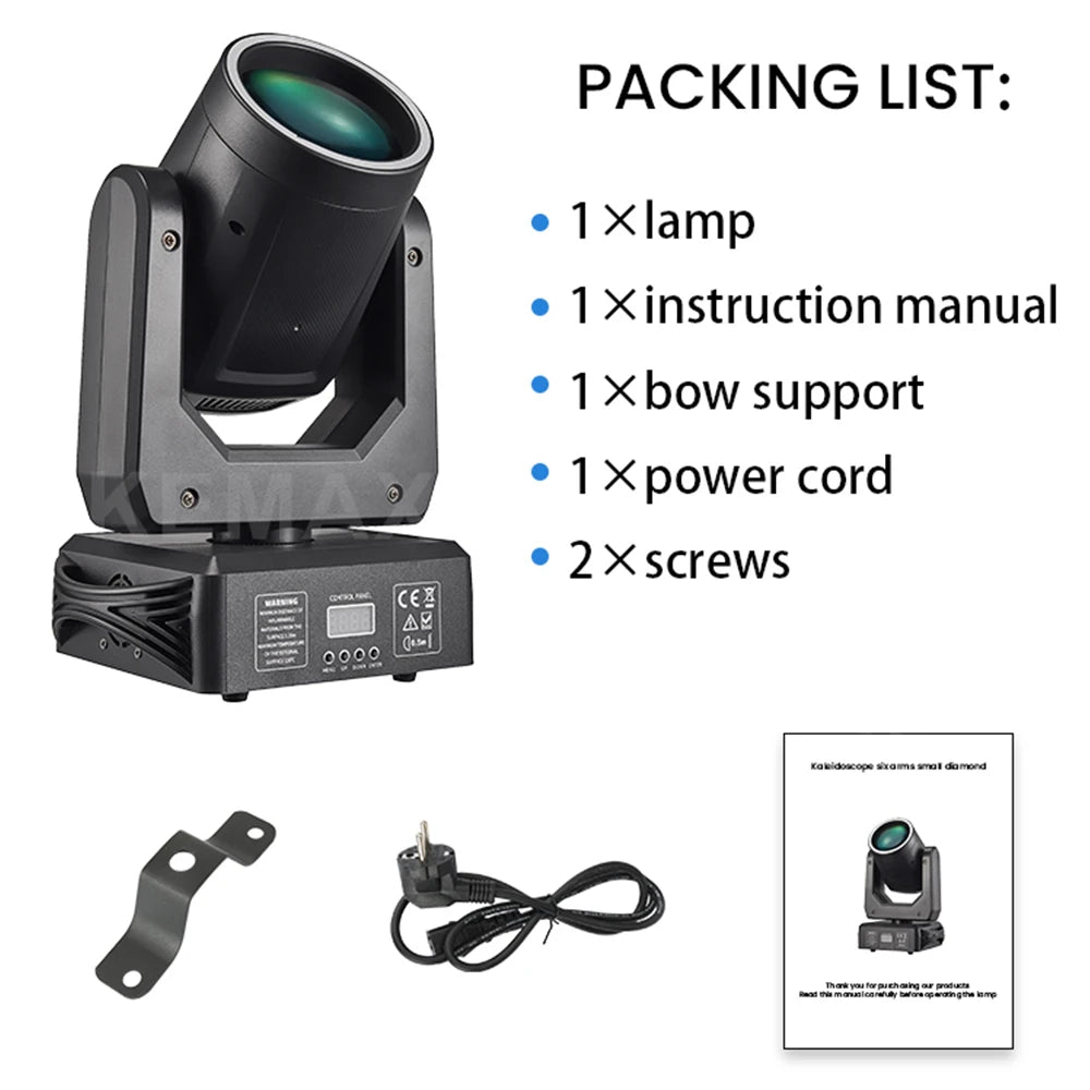 projecteur led mobile 200w 15 gobos 18 prismes couleurs effet dmx disco scène