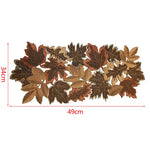 nappe automnale feuilles d'érable motif floral rustique doré marron orangé vert foncé semi transparent