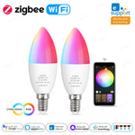 ampoules led intelligentes e14 rgb wifi zigbee blanc multicolore forme bougie moderne minimaliste