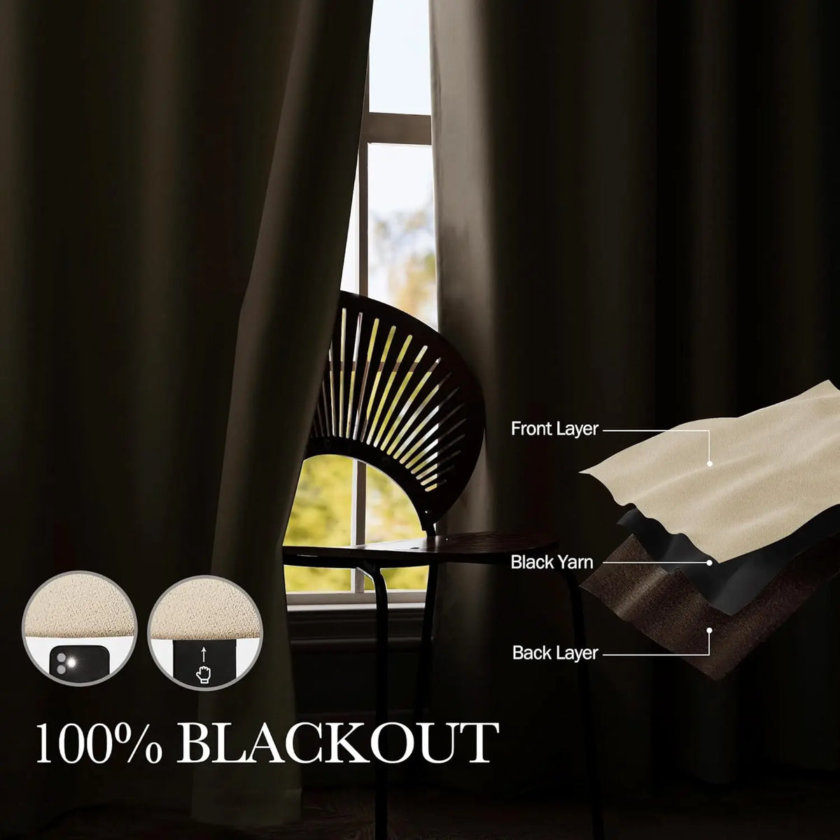 rideau moderne beige opacité 100% polyester fenêtre plate chambre coucher isolation thermique
