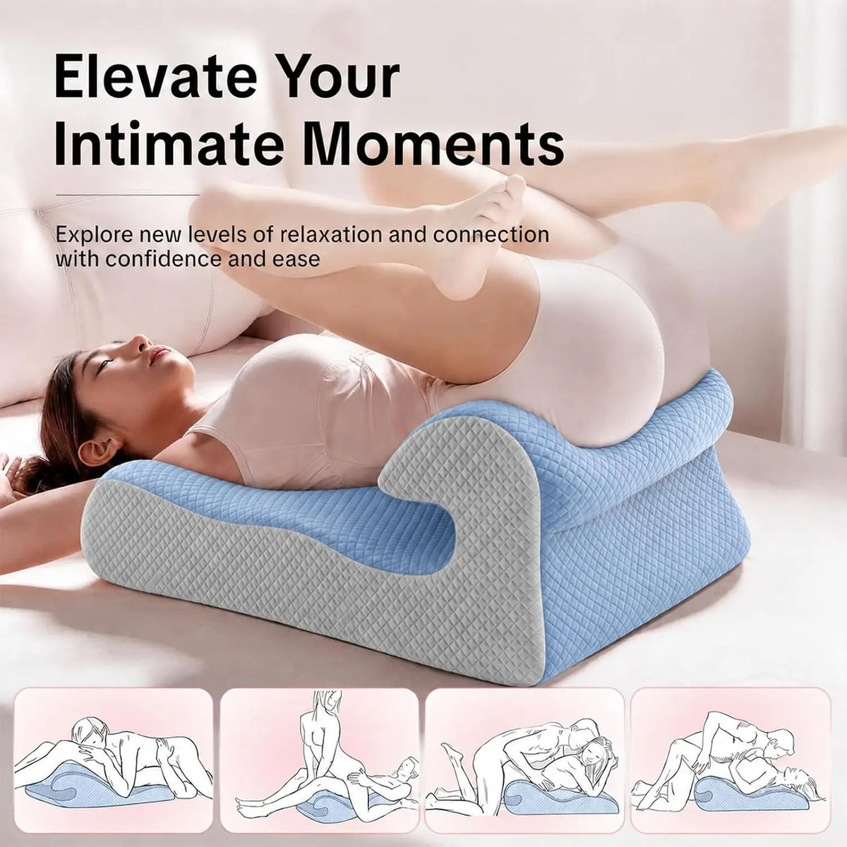coussin ergonomique bleu clair tissu petits points confort lombaire lecture détente secondaire