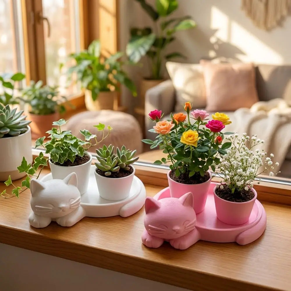 pots plantes support chatons couleur rose blanc moderne chambre