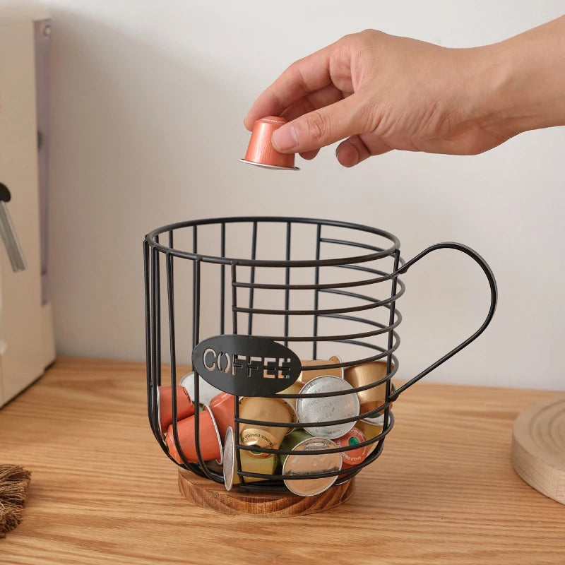 cage moderne métal noir doré grille capsules cuillère.storage organisateur respectueux environnement
